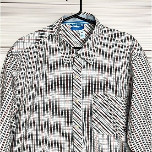 NWT ROCAWEAR Cotton Plaid White Red Blue Short Sleeve Button Down Shirt XL - Picture 3 of 14